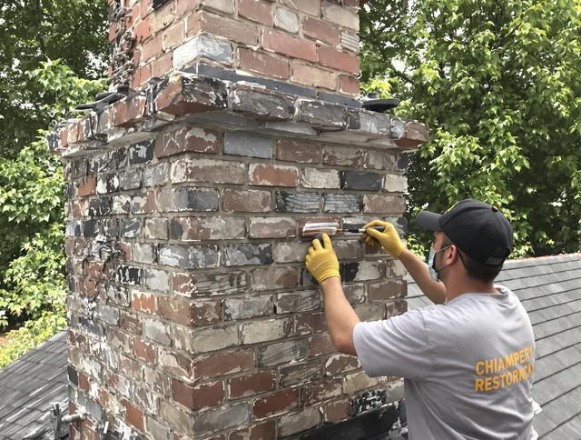 In-progress chimney restoration by Cape Coral Chimney Sweep in Cape Coral, FL